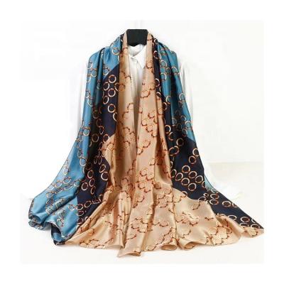 China Silky Custom Design Silk Polyester Satin Women Long Silk Head Shawl Scarves for sale