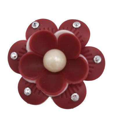 China Shoe Accessories Low Price Guaranteed Quality Shoe Flower With Pearl Stamen PVC Shoe Flower for sale