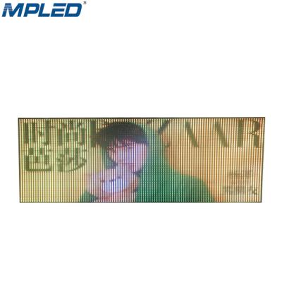 China MPLED Exterior Vehicle Rear Window Glass Mounted Transparent LED Display Signs P3.91-7.81 Transparent LED Screen for sale