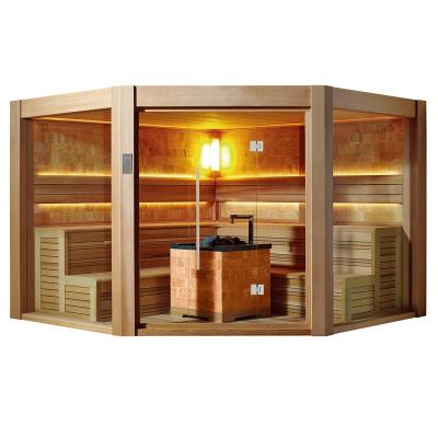 China Custom 6 Person Indoor Dry Room Computer Control Panel MEXDA Sauna Traditional Steam Sauna Chamber Red Cedar Sauna WS-1501 for sale