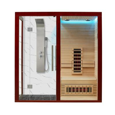 China Computer Control Panel MEXDA Wooden Red Cedar 3 Person Sauna Shower Room Indoor Sauna Room Far Infrared Sauna Room WS-1810 for sale