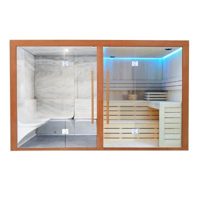 China Luxury Computer Control Panel MEXDA Hotel Villa Sauna and Steam Combined Wooden Dry Steam Room 4 Person Sauna Room WS-1816 for sale