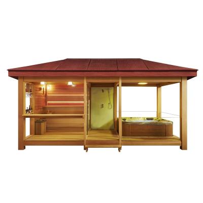 China Computer Control Panel MEXDA Red Cedar 4 Person Spa Gazebo Hot Tub Sauna Shower Garden Gazebo Wooden Outdoor Sauna WS-LT06 for sale