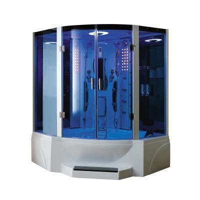 China Modern Blue Glass Steam Shower Room Mexda Steam Shower Room; massage bathtub with steam bath (CE ETL) WS-608P for sale