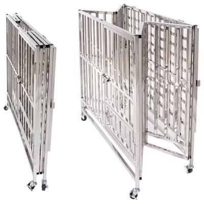 China Large Stainless Steel Foldable Small Dog Cage Breathable Thickened Kennel for sale