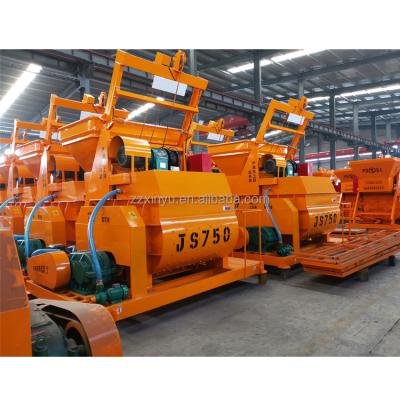 China Building Industry 0.75m3 JS 750 Twin Shaft Concrete Mixer Machine Stationary For HZS 35 Concrete Batching Plant for sale