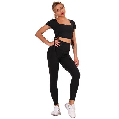 China 2021 High Quality Breathable Workout Sports Running Seamless Leggings Yoga Set Breathable Yoga Wear Clothing Set for sale