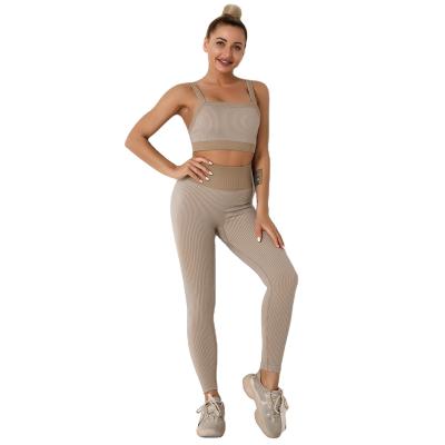 China Wholesale Breathable Workout Sports Bra Leggings Yoga Sets Sportswear Women Gym Fitness Yoga Wear Seamless Sets for sale