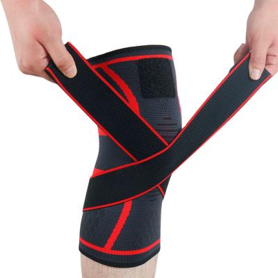 China Adult Fitness Knitted Elastic Nylon Compression Sports Knee Brace Knee Support Sleeve Knee Pads Guard for sale