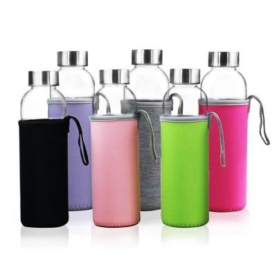 China Sustainable Custom Glass Water Bottle With Neoprene Sleeve for sale