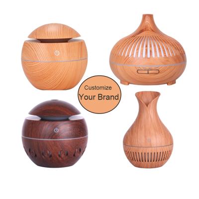 China Custom Wood Grain Hotel Aroma Humidifier Ultrasonic Wood Grain Aromatherapy Essential Oil Diffuser for sale