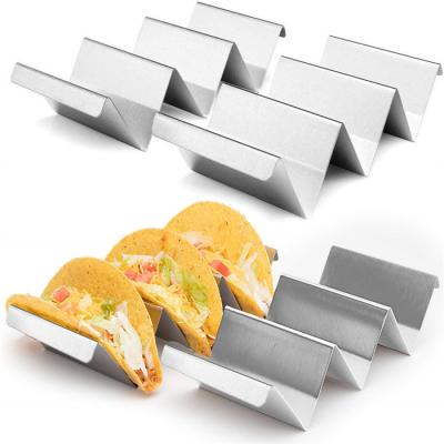 China Disposable Custom Taco Holder Tray Shell Rack Set Stainless Steel Taco Holder for sale