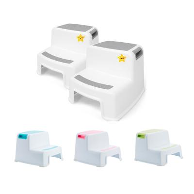 China Custom Convertible Double 2 Step Toddler Toilet Plastic Baby Step Stool For Kids for sale