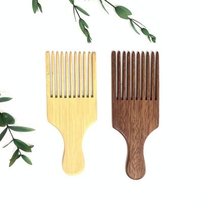 China Beard Tools Afro Pick Hair Lift Comb Beard Pick Natural Wooden Long Tooth Detangling and Styling Tool Comb for sale