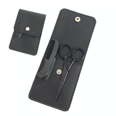 China 2pcs Right Handed Scissors Beard Scissors and Comb Kit for sale