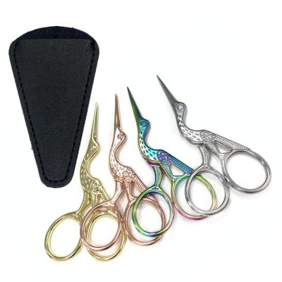 China Sharp Eyebrow Stainless Steel Classic Stork Tip Beauty Scissors for sale