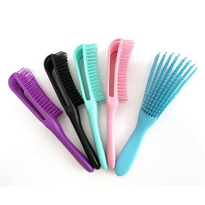 China Wholesale Waterproof Plastic Eight Rows Hair Detangler Brush For Woman Curly Duct Detangling Hair Brushes for sale