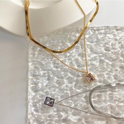 China Fashion Statistical Personality Double-Layer Necklace Zircon Pendant Necklaces Jewelry Wholesale High Quality for sale