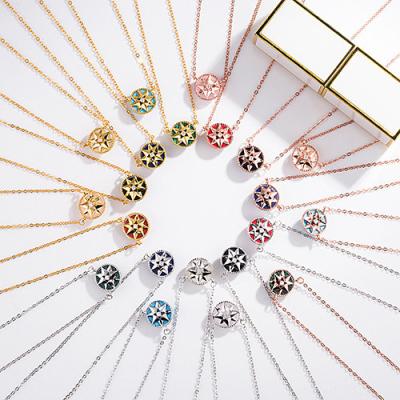 China FASHIONABLE YM S925 Female Eight-pointed Star Compass Necklace Sterling Silver White Pearl Pendant Necklaces for sale