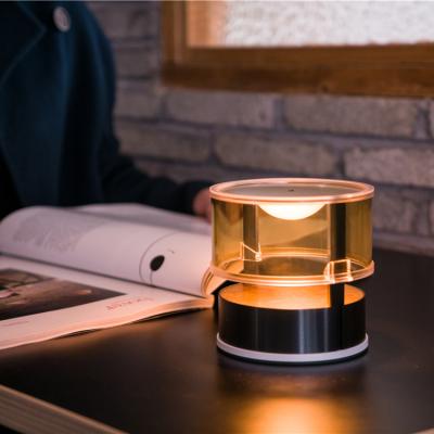 China Contemporary Creative Rechargeable Acrylic Metal Table Light Gesture Sensor Dimmable Bedside Night Lamp 2400K LED Dining Table Lamp for sale