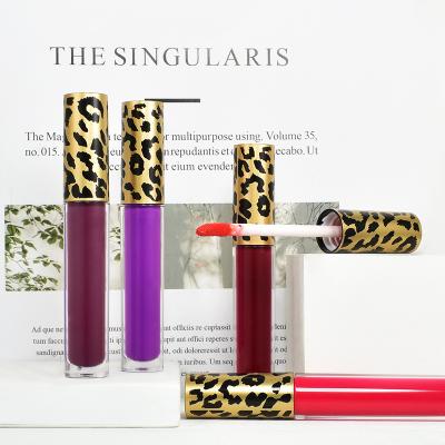 China Waterproof Popular and Professional Custom Lip Gloss Lipstick Label Makeup Maker Leopard Lip Gloss Private Tubes for sale