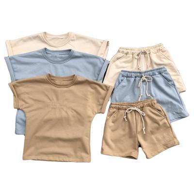 China Casual Summer Sweater Baby Boy Clothes Set French Terry Outfit Kids Clothing Set Tee Shirts With Short for sale