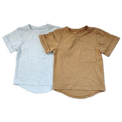 China Summer Han Er Cotton Baby Boys Breathable T-shirt Folded Short Sleeve Kids Clothing Baby Toddler Kids Casual Top for sale