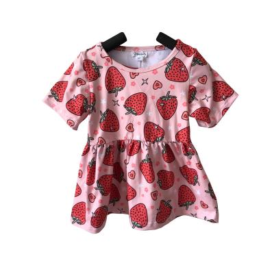 China Breathable Casual Baby Girl Milk Silk Print Dress Shirt Toddler Kids Neutral Short Sleeve Baby Dress for sale