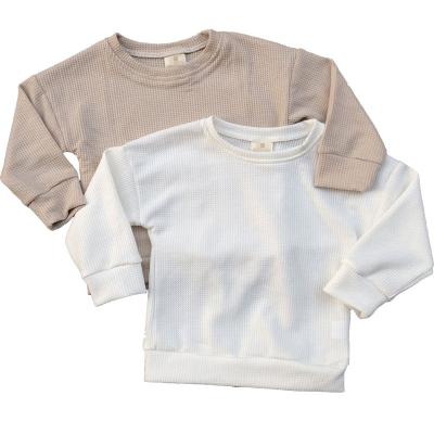 China Autumn boutique cotton waffle baby sweater long sleeve solid color sweater shirt baby clothes QUICK DRY wholesale for sale