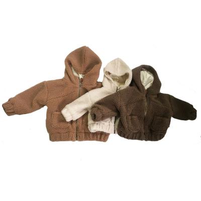 China Sustainable Infant Baby Kids Sherpa Hoodie Zipper Thick Warm Long Sleeve Solid Fleece Kids Coat for sale