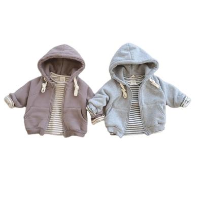 China Autumn Winter Baby Boy Sustainable Sweater Jacket Hooded Coats Warm Thick Kids Padded Zipper Outerwear Kids Baby Clothes for sale