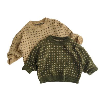 China Sustainable Fashion Kids Clothing Knit Sweater Embroidery Baby Clothes Oversized Winter Long Sleeve Pullover Top for sale