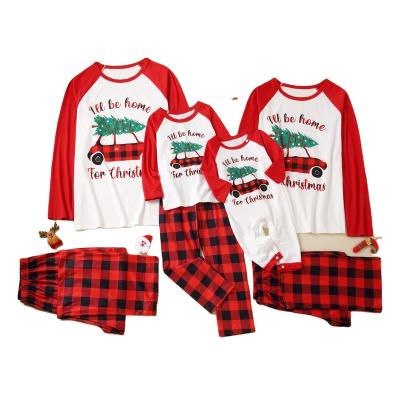 China Christmas Viable Family Matching RTS Pajamas Baby Romper Set Long Sleeve Sweater Shirts With Plaid Pants Knit Cotton for sale