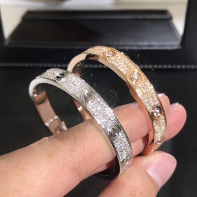 China Popular Beautiful Gorgeous Factory Made 18k Car Tier Yellow/White/Rose Gold And Natural Diamonds LOVE Bracelet en venta