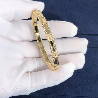 China Fashion VCA Fine Jewelry 18k Yellow Gold Natural Diamond Jewelry Bracelet PerléE Sweet Clovers Bracelet Medium Model for sale