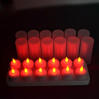 China Rechargeable Battery Operated Colorful Flame Decoration Tea Lights, Tealight Flameless Candle for sale