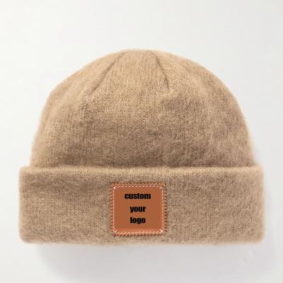 China LeBo Casual Factory Wholesale Custom Logo Modest High Quality Scrambled Banded Knit Mohair Beanie for sale