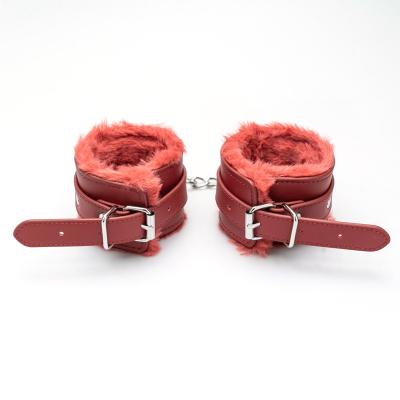 China Real Leather Material Adult Sex Toy Plush Handcuffs Sex Toys Bondage Articles For Couples To Play With for sale