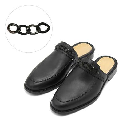 China Factory Price Durable Mens Leather Sandals Shoe Accessories Fashion Black Buckle Metal Shoes Chain for sale