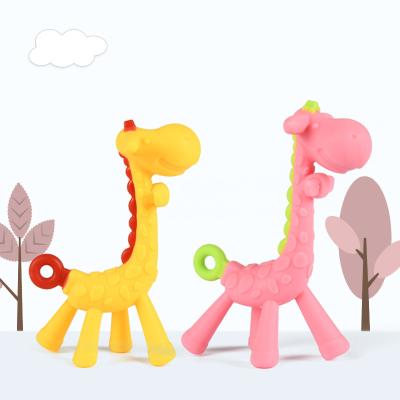 China Safe Manufacturer Supply Safe Organic Baby Silicone Giraffe Teether for sale