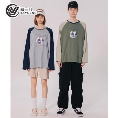 China Fashion Oversize Custom Print Couples T-shirts Cotton Couples Top 100% Unisex Casual Long Sleeve T-Shirts for sale