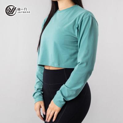 China Oversized Ladies Long Sleeve T Shirt Spring Cropped Top Fashion Show Belly Button Ladies for sale