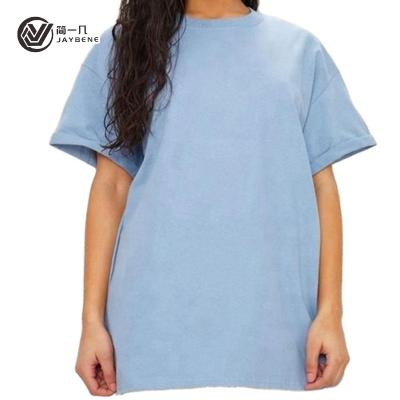 China Oversized Ladies Loose T-shirt Solid Color Plus Size Womens Summer Short Sleeve Top Can Be Customized With Logo for sale