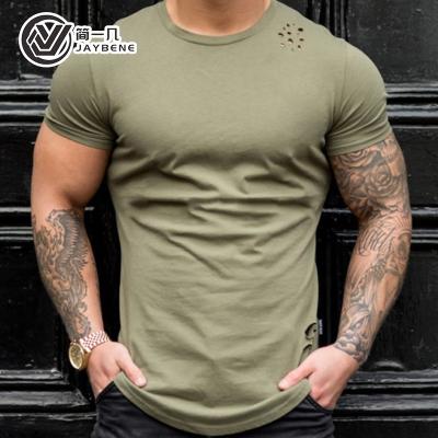 China Solid Color Oversized Fashion Round Neck Sports Short Sleeve Top Men's Casual Skinny T-Shirt for sale