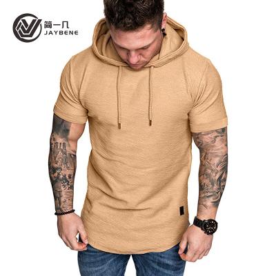 China European and American men's casual top fashion tight t-shirt oversized summer short-sleeved hoodie for sale