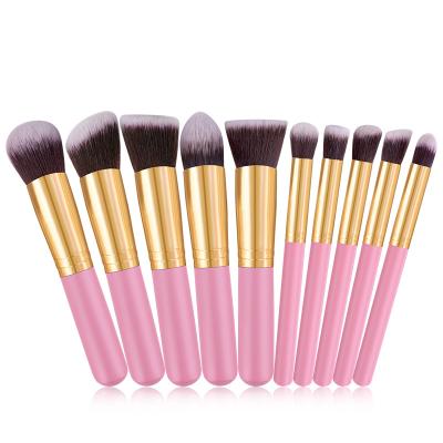 China Angular Blush 10 PCS Premium Makeup Brushes Tools Mini Style Portable Travel Set Multiple Kit Wooden Handle Professional Beauty Accessories for sale