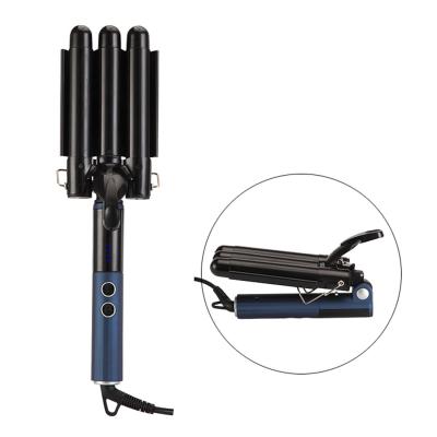 China Foldable Foldable Professional Hair Curling Ceramic Iron 3 Electric Wave Curler Barrels for Home Use Personal Care and Beauty Tools for sale