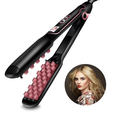 China Household Professional 2 in 1 LCD Display Curling Iron Hair Curler Straightener Hair Volumizer Volumizing White Iron for Women Men for sale