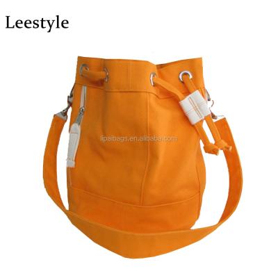 China Orange Canvas Bucket Bag Design Canvas Bucket Messenger Bag Drawstring Canvas Bucket Bag for sale