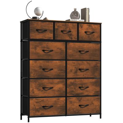 China (Size) Maxtown Adjustable Narrow Brown High Quality Adjustable Cloth Drawer Unit With 11 Drawers for sale